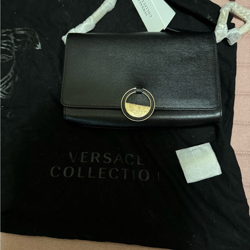 Versace Collection Black Leather Bag